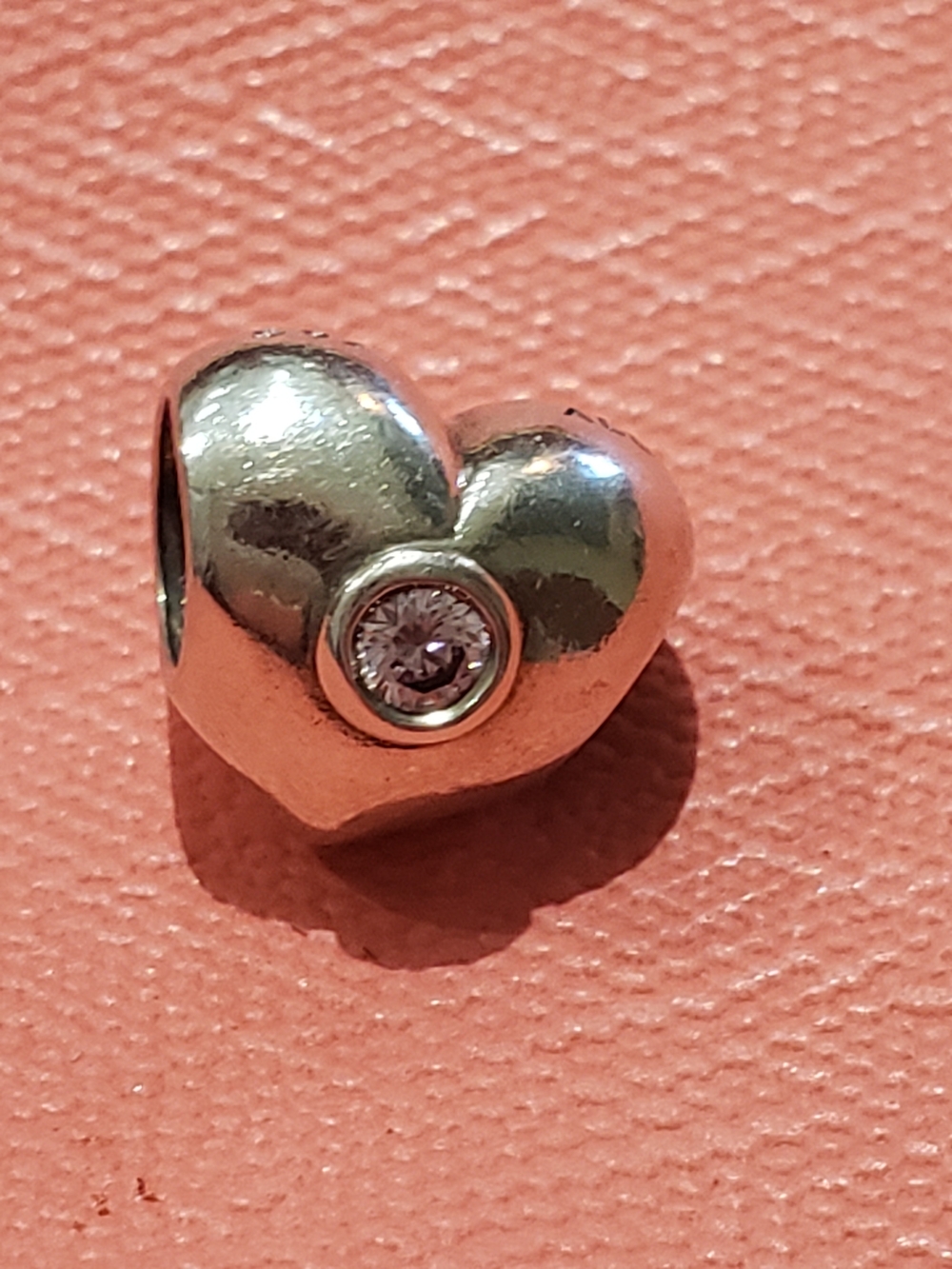 Pandora Silver Heart Charm with Crystal Accent